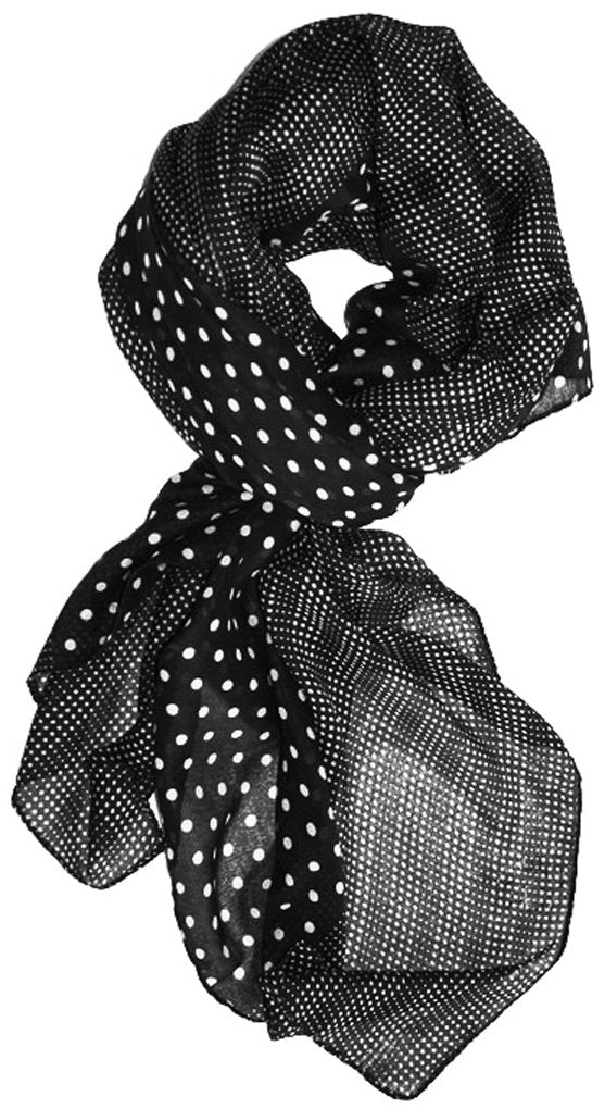 Wholesale Bulk Lot: Lightweight Polka Dot Pashmina Scarf Wrap Black White Reseller Pack