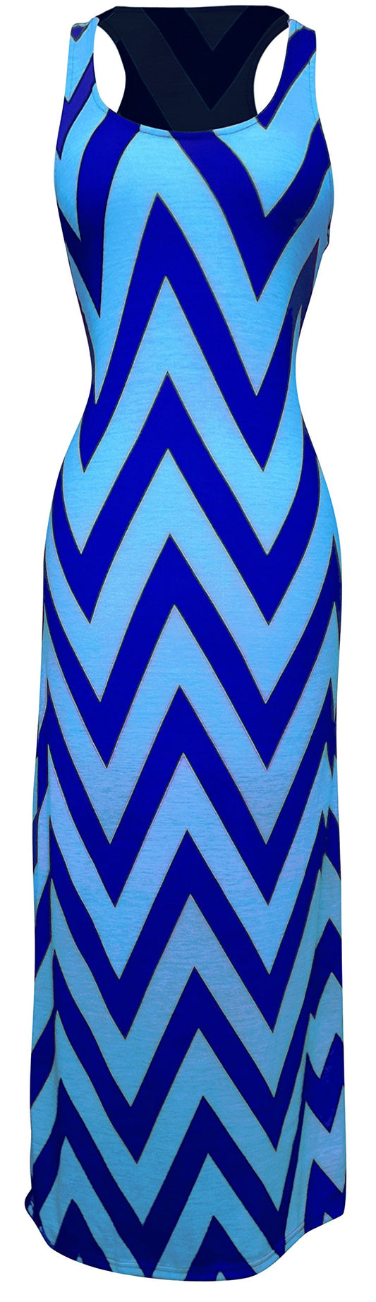 Wholesale Lot: Chevron Boho Chic Maxi Summer Dress, Turquoise Blue, Size Small