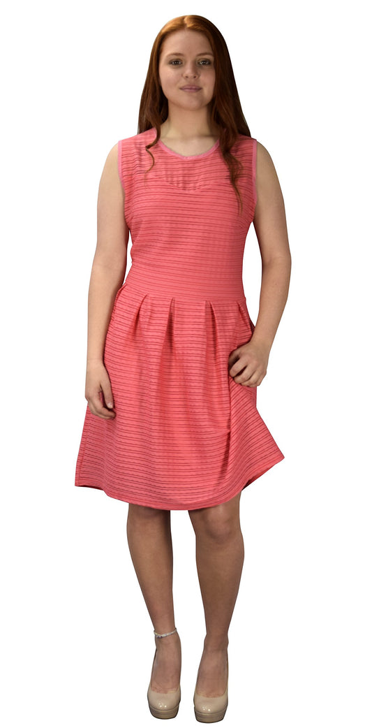 Wholesale Bulk Lot: Womens Striped Sleeveless Summer Tank Skater Mini Dress Coral L