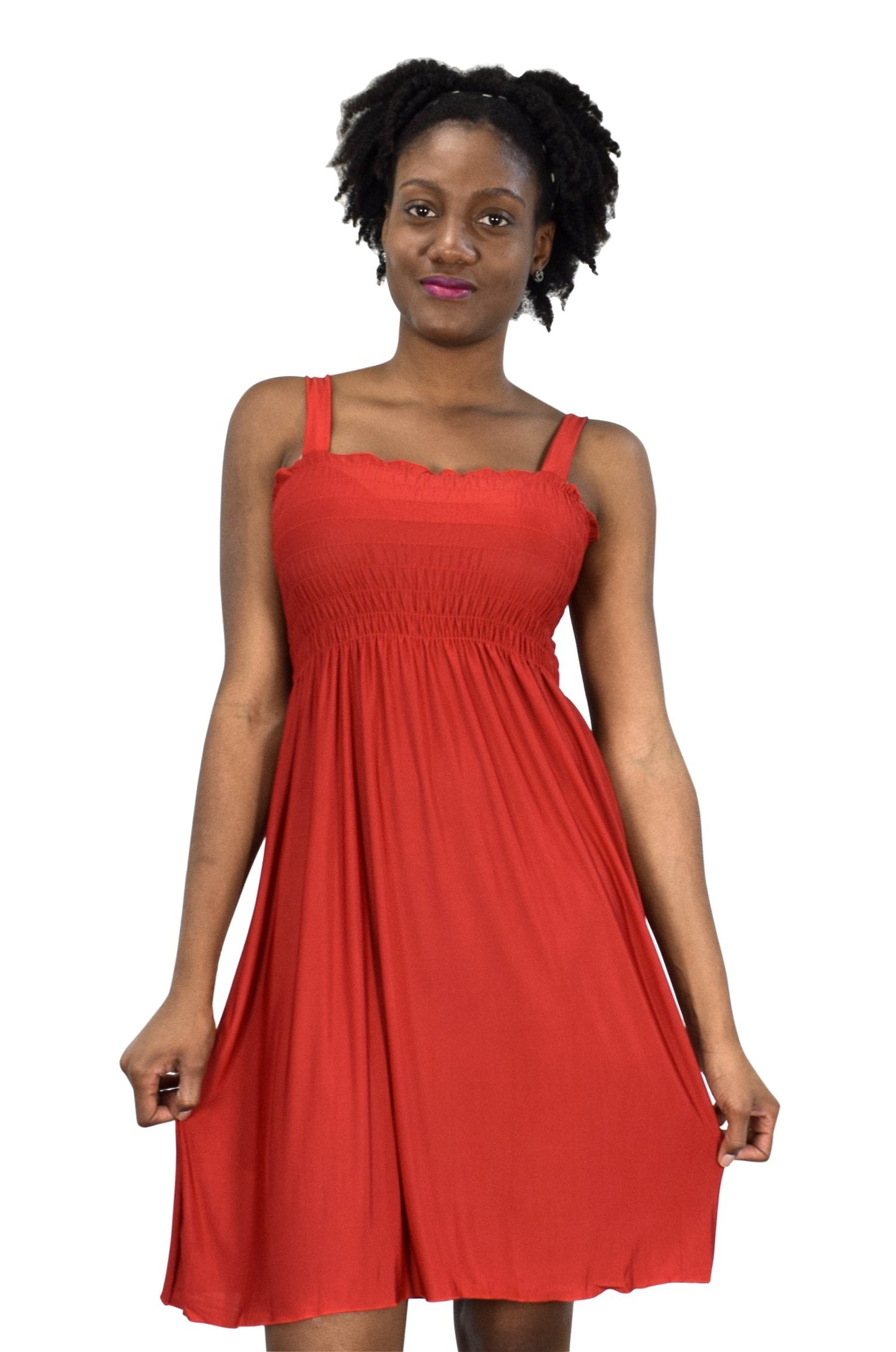 Wholesale Bulk Lot: Women's Smocked Printed Red Knee Length Summer Dress Size XL