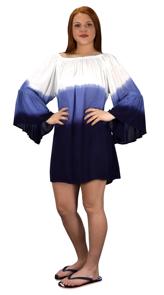 Wholesale Bulk Lot: Shoulder Flutter Sleeve Beach Cover Ups One Size White Navy