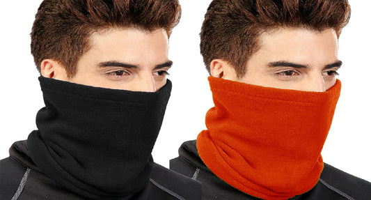 Wholesale Bulk Lot: Thick Knit One Hole Balaclava Mask Orange and Black Reseller