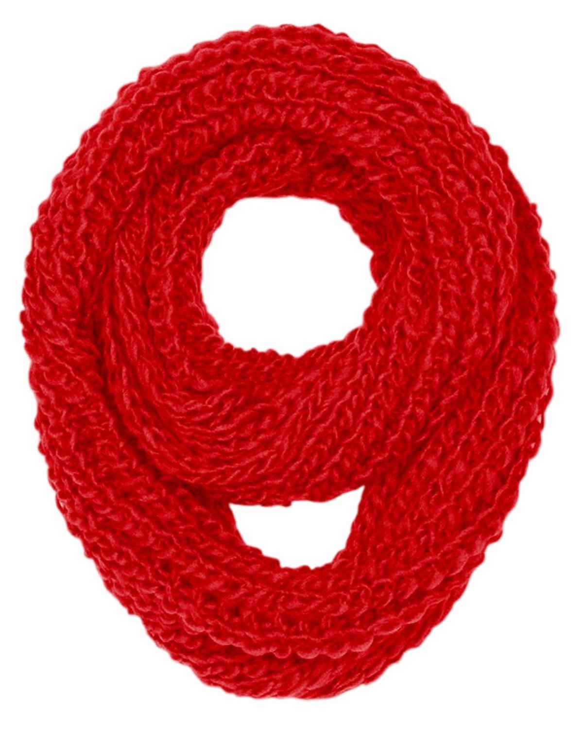 Wholesale Bulk Lot: Chunky Knit Infinity Loop Scarves - Cherry Red Reseller Pack
