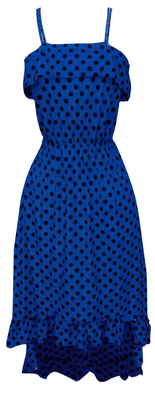 Wholesale Bulk Lot: Womens Polka Dot High Low Maxi Dress Ruffled Hem XL Blue
