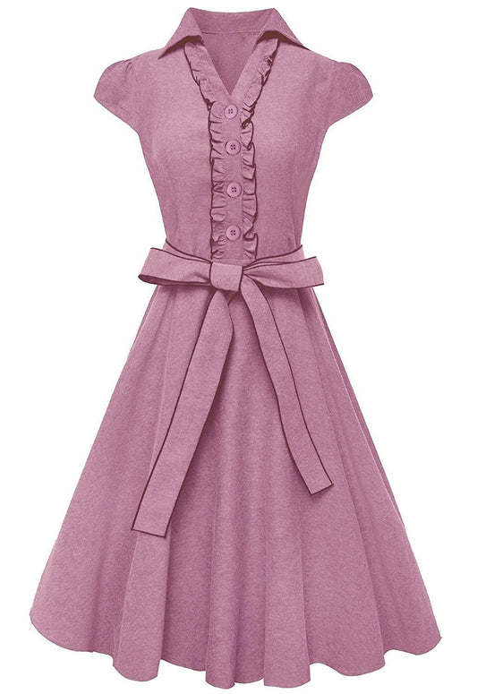 Wholesale Bulk Lot: Pink Cotton Ruffle Neck Cap Sleeve Knee Sundress Size Medium