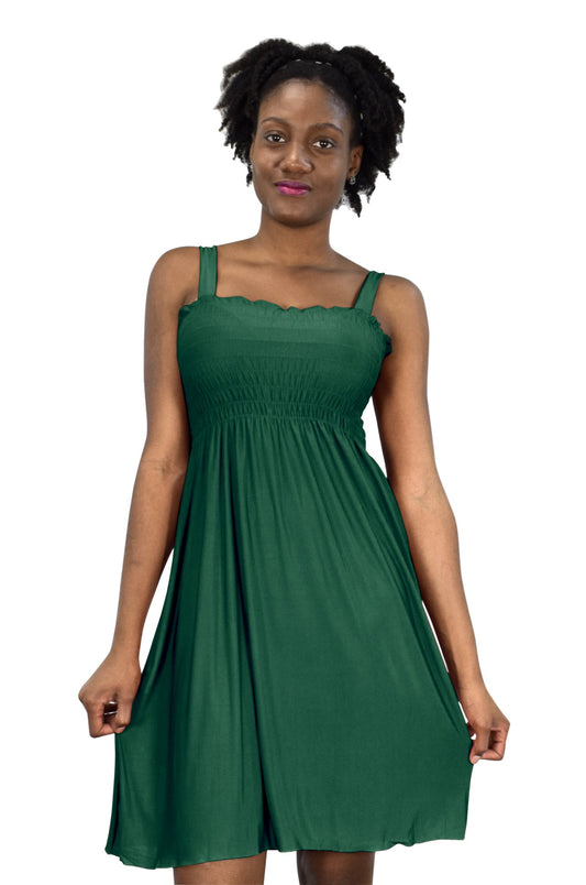 Wholesale Bulk Lot: Women's Exotic Smocked Printed Summer Dress Green XL