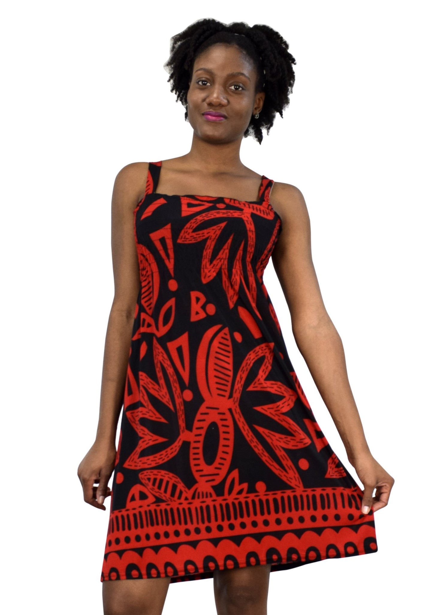 Wholesale Bulk Lot: Juniors Exotic Smocked Summer Dress Aztec Red Black XL