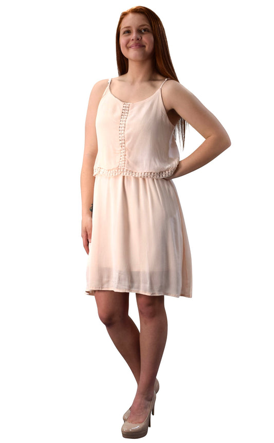 Wholesale Bulk Lot: Blush Crochet Lining Crepe Cut Out Knee Length Dress Medium