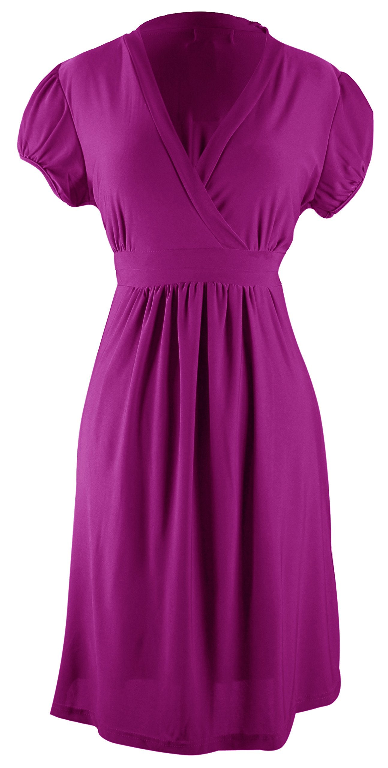Wholesale Bulk Lot: Retro Skater Babydoll V Neck Cap Sleeve Mini Dress Fuchsia S