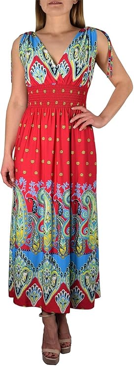 Wholesale Bulk Lot: Tropical Polka Dot Sleeveless Casual Maxi Dress Coral XL