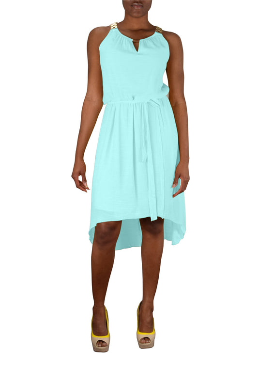 Wholesale Lot: Womens Hi Low Gold Embellished Tank Dress Aqua XL Bulk Reseller