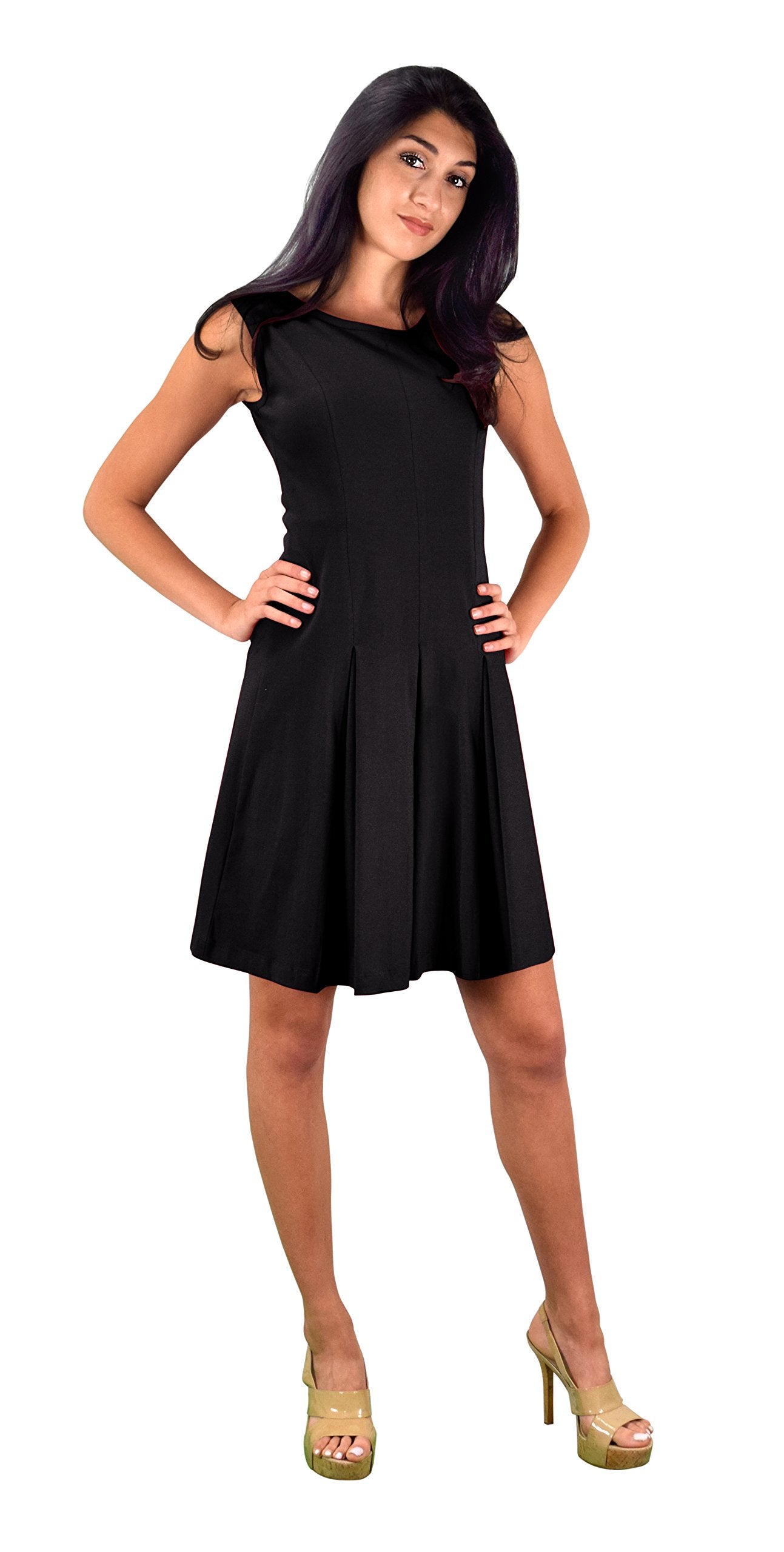 Wholesale Bulk Lot: Women's Casual Summer Cotton Pleated Skater Dress Black Small