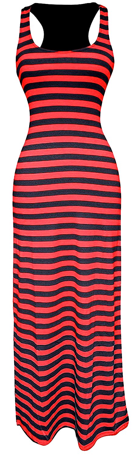 Wholesale Bulk Lot: Orange Black Striped Racerback Summer Maxi Dress Size Medium