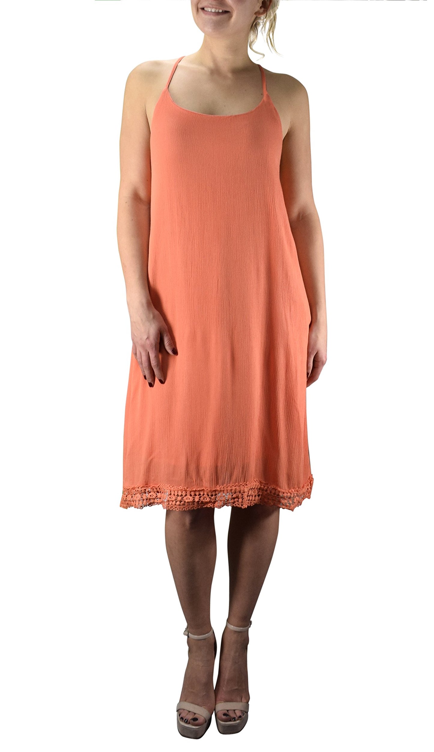 Wholesale Bulk Lot: Orange A-Line Scoop Neck Lace Lining Summer Swing Dress Large