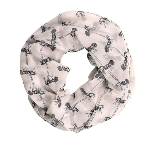 Wholesale Bulk Lot: Vintage White Horse Print Mustang Animal Infinity Circle Loop Scarf Reseller Pack