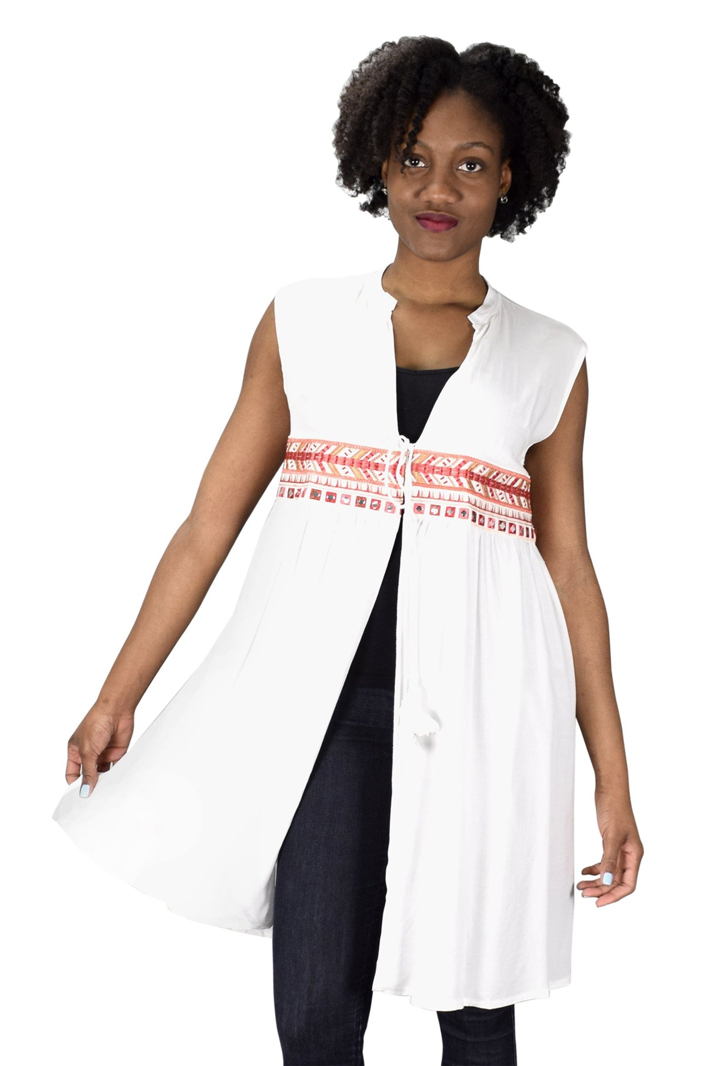 Wholesale Bulk Lot: White Aztec Embroidered Sheer Summer Beach Kimono Cardigan