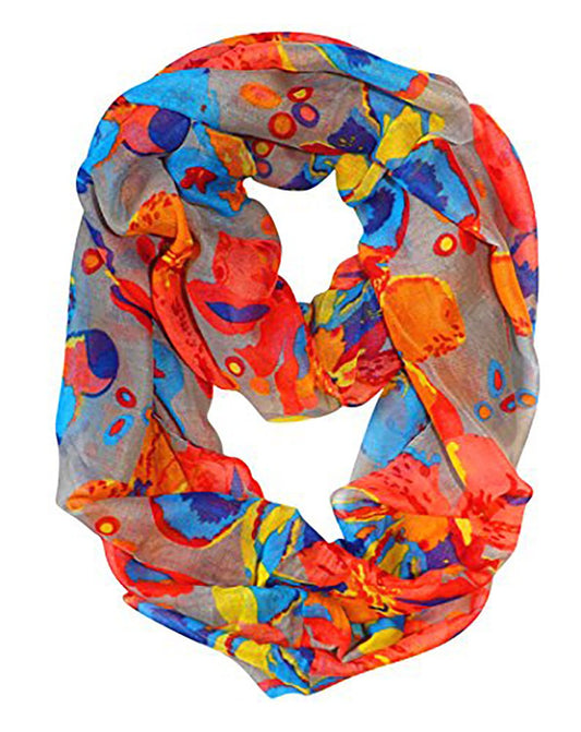 Wholesale Bulk Lot: Grey Cherry Blossom Floral Print Infinity Loop Scarf for Resellers