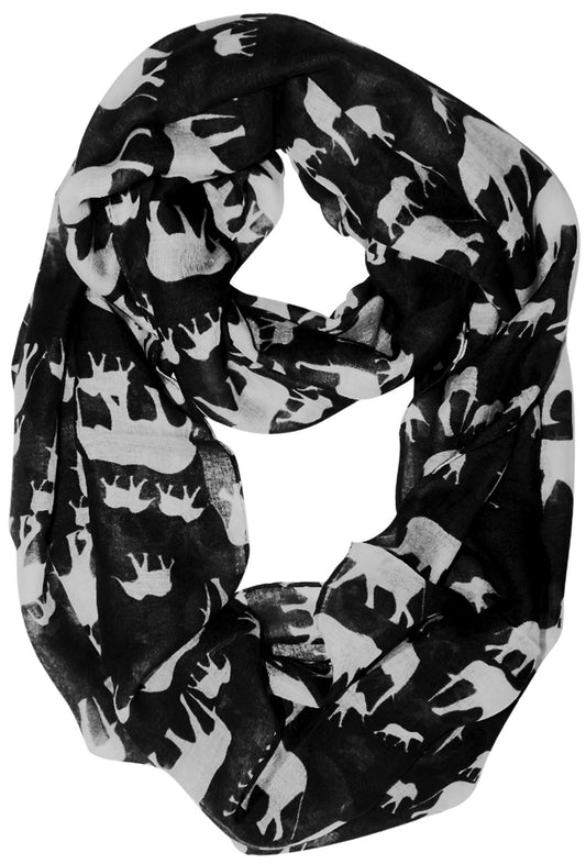 Wholesale Bulk Lot: Artsy Elephant Print Tribal Black White Infinity Scarf Wrap Reseller Pack