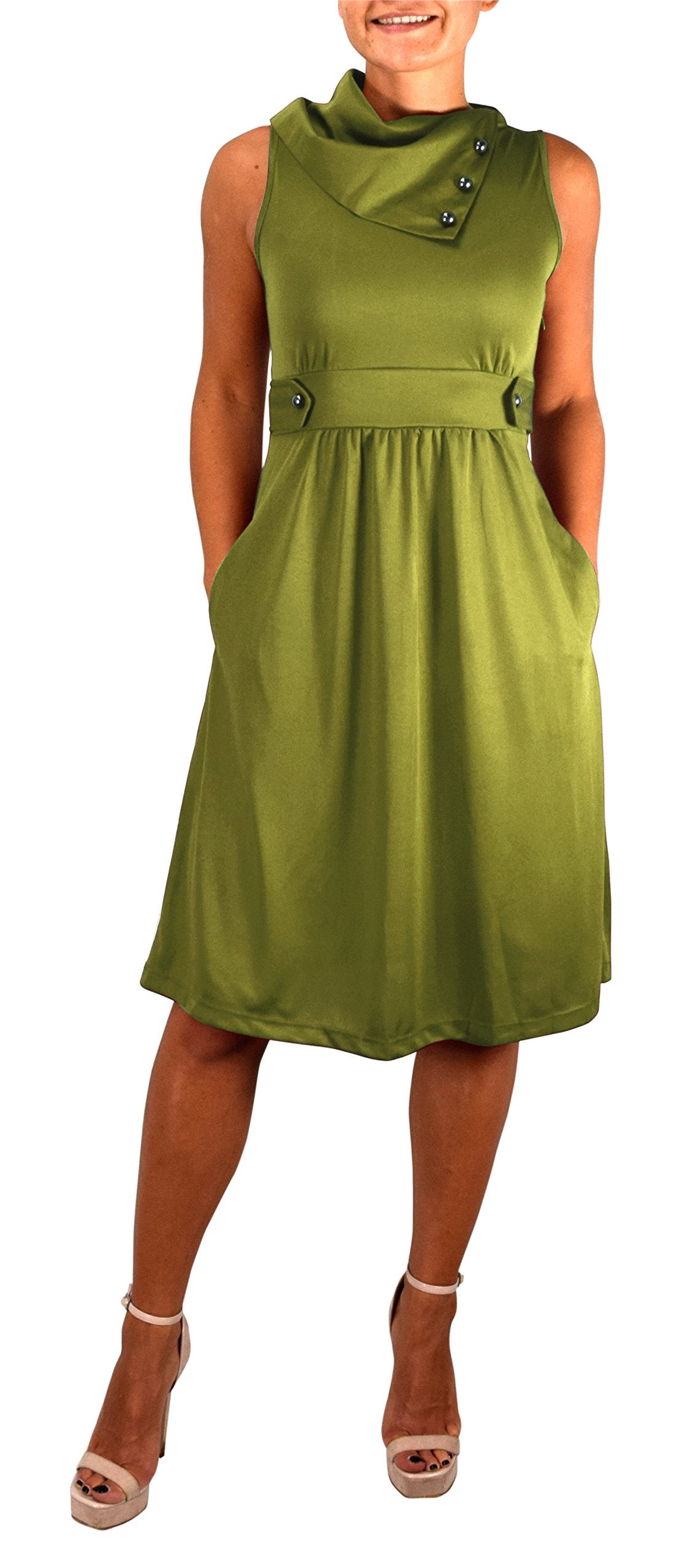 Wholesale Bulk Lot: Womens Sleeveless Classic Fold Over A-Line Dress XL Green