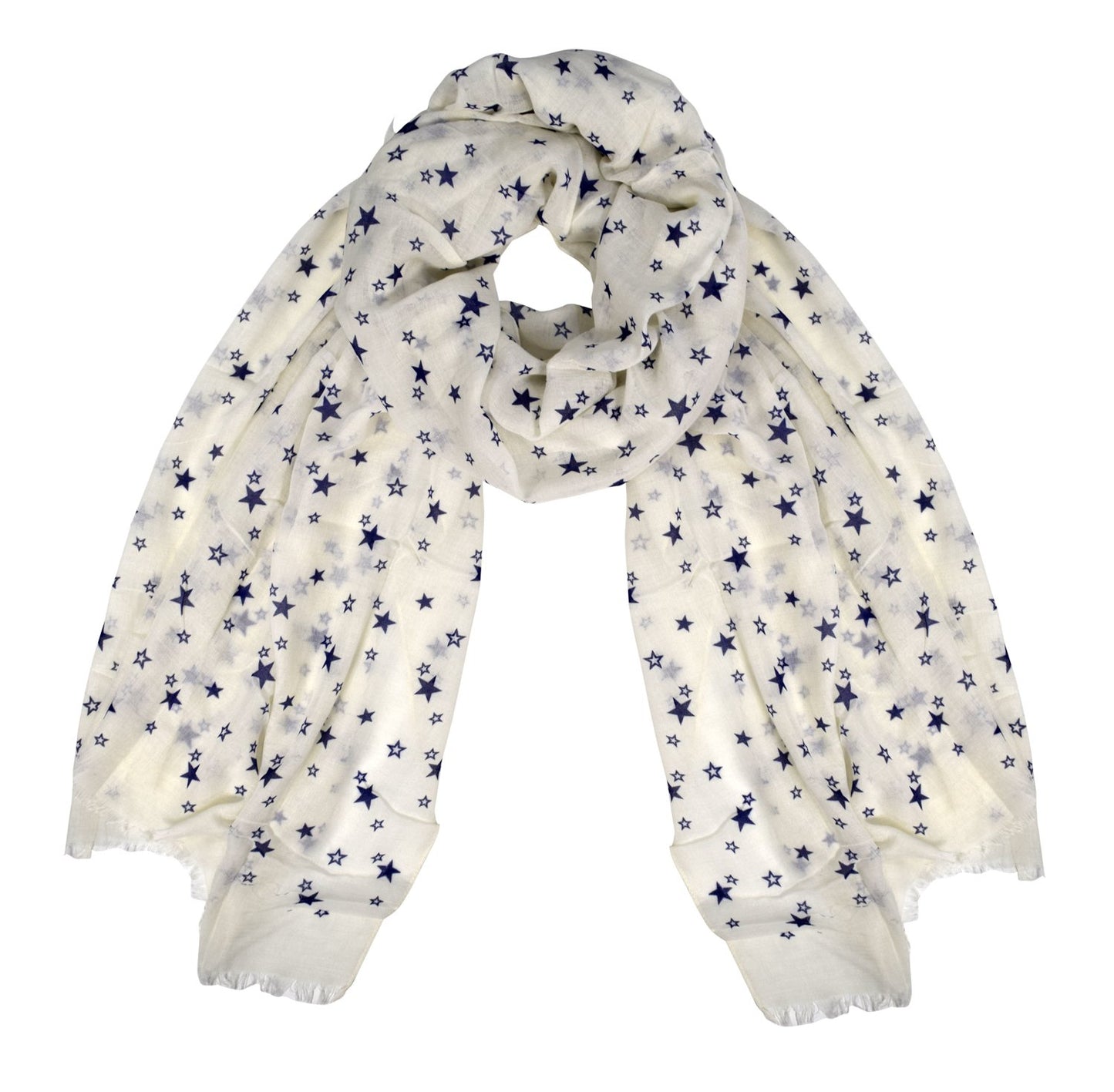 Wholesale Bulk Lot: Starry Summer Fashion Lightweight White Navy Scarf Shawls for Resellers