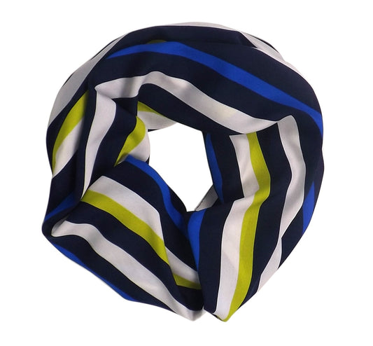 Wholesale Bulk Lot: Sassy Stripes Vintage Style Multi Color Light Infinity Loop Scarf Lime Navy