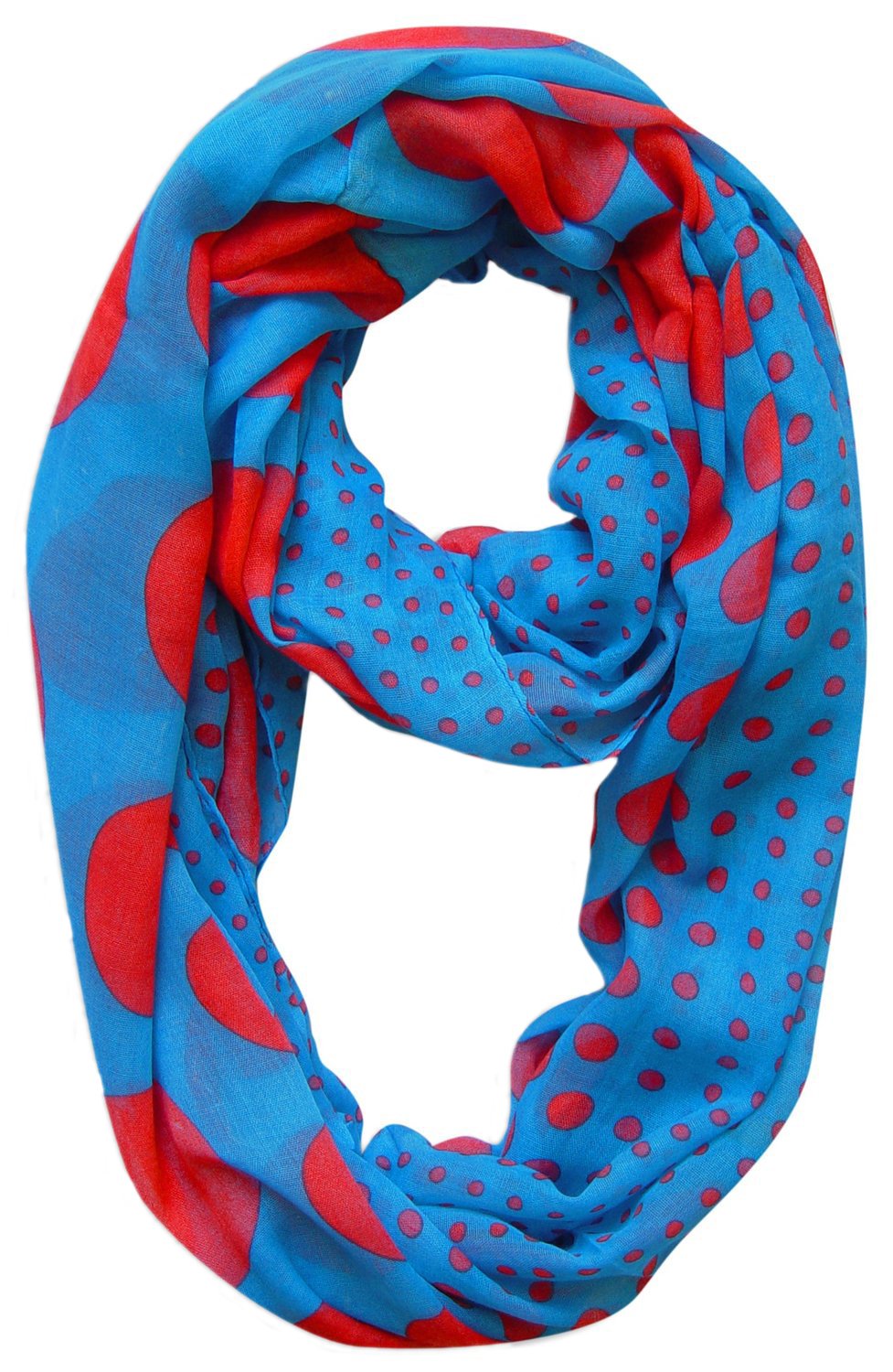 Wholesale Bulk Lot: Vintage Bright Polka Dot Infinity Loop Scarf Blue Red Reseller Pack