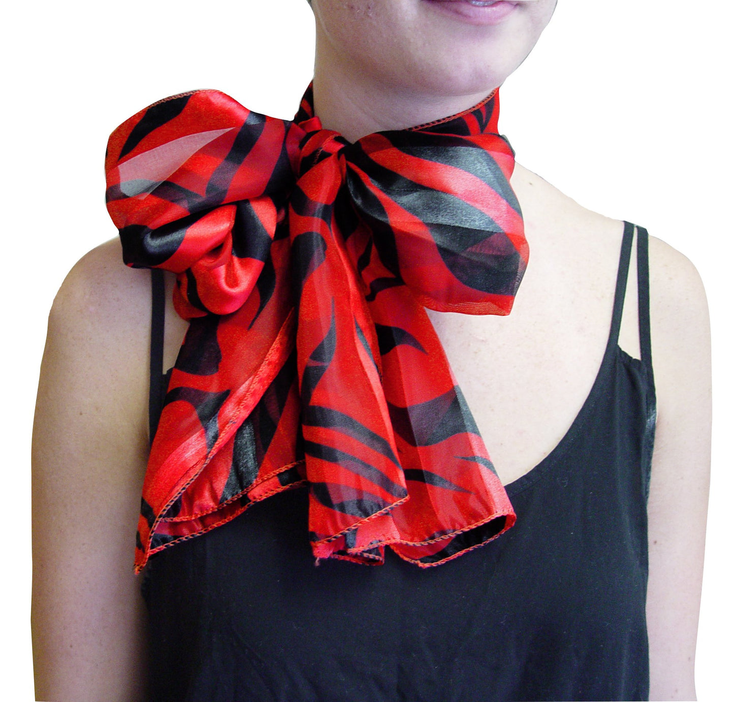 Wholesale Bulk Lot: Vintage Red Zebra Print Silk Feel Neck Scarf Tie Reseller Pack