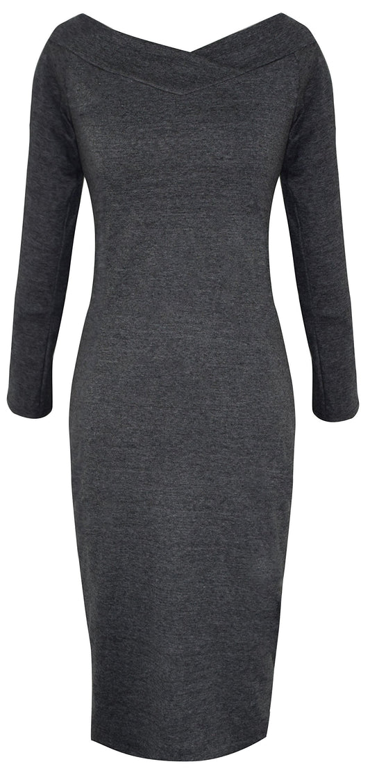 Wholesale Bulk Lot: Bodycon Bodice Slim Fit Evening Dress, Small, Solid Grey
