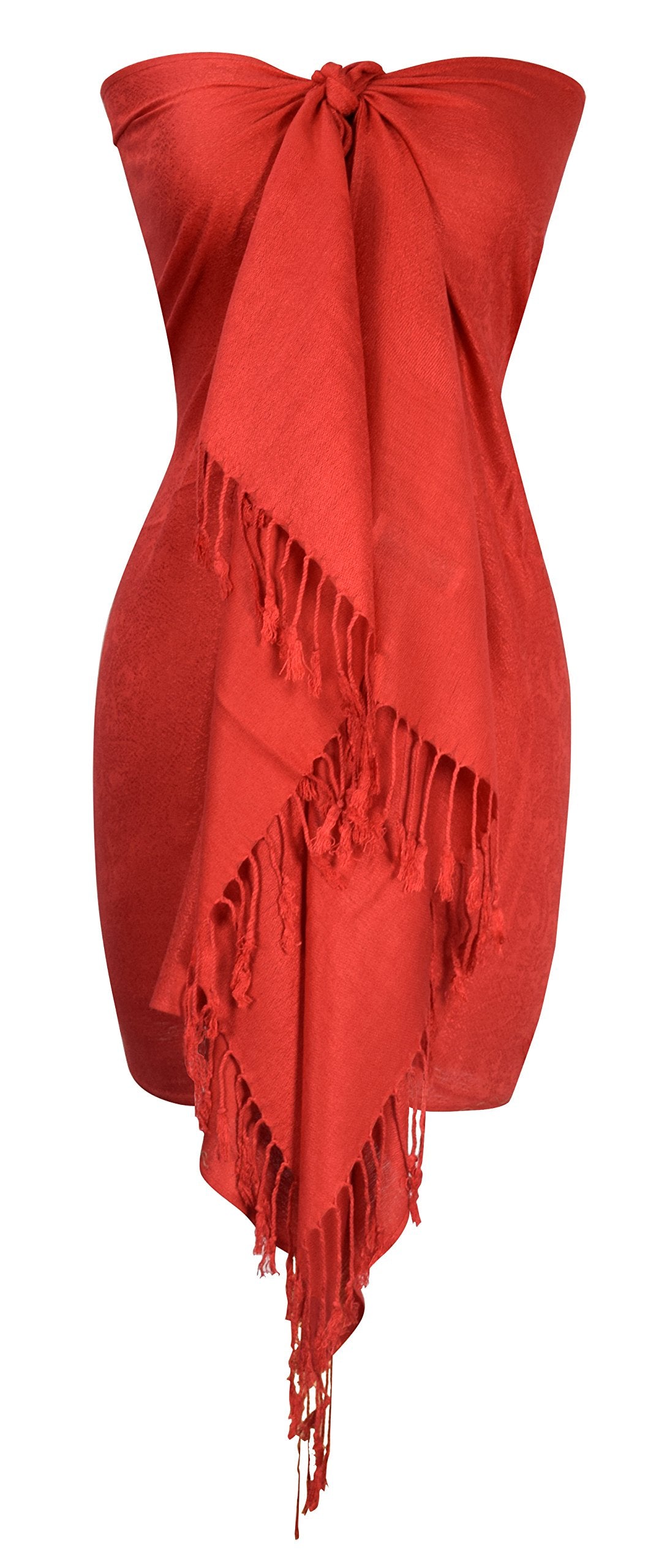 Wholesale Bulk Lot Vintage Solid Jacquard Paisley Shawl Wrap Reseller Classic Red Scarf