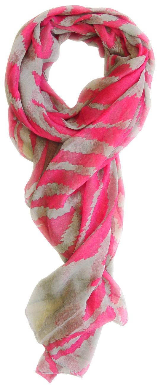 Wholesale Bulk Lot: Pink/Grey Zebra Animal Print Summer Graphic Shawl Wrap Scarf for Resellers