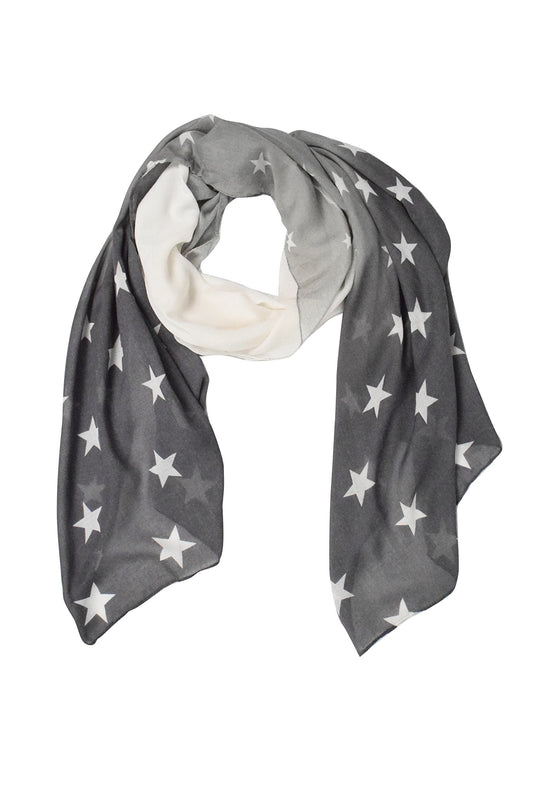 Wholesale Bulk Lot: Vibrant Grey Fading Star Print Lightweight Women's Scarf for Resellers