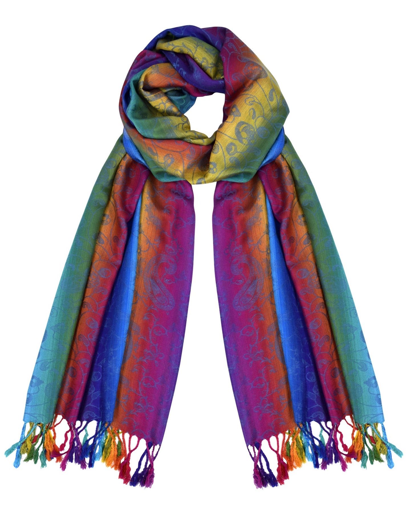 Wholesale Bulk Lot Rainbow Silky Tropical Pashmina Wrap Shawl Scarf Vine Blue Reseller