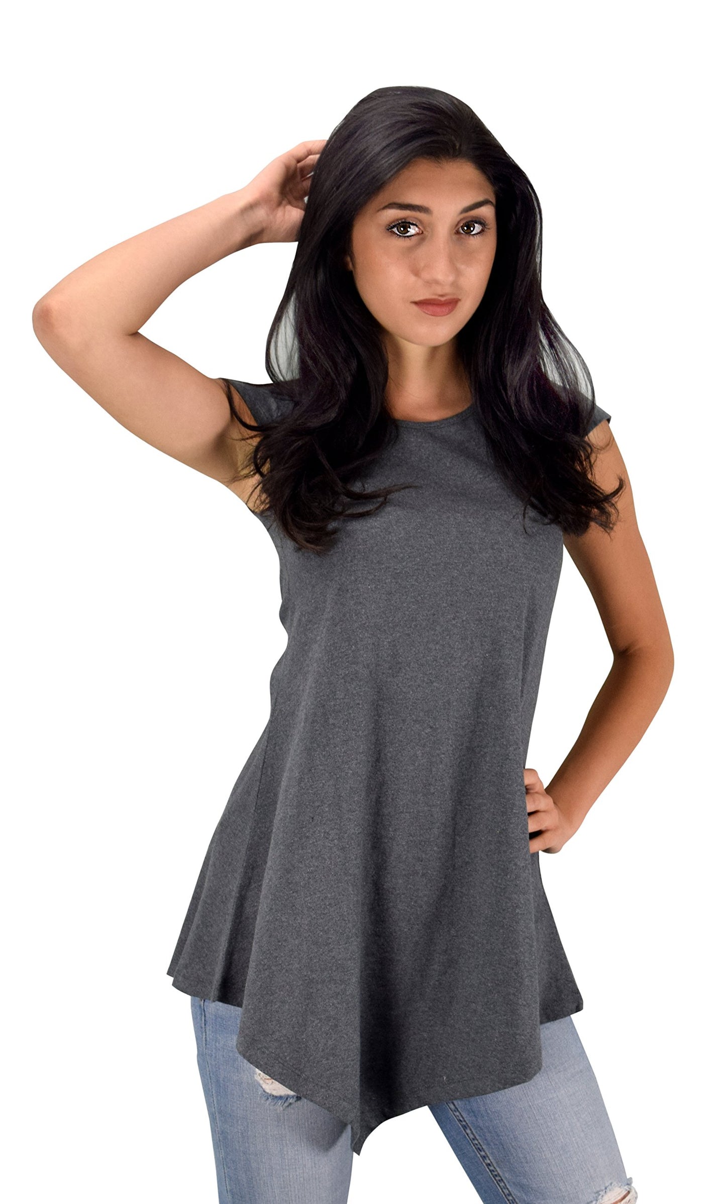 Wholesale Bulk Lot: Women's 100% Cotton Summer Tank Top Tunic Grey X-Large