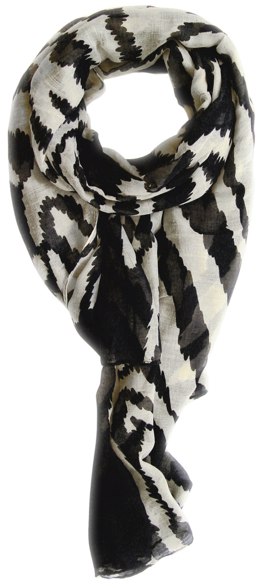 Wholesale Bulk Lot: Zebra Print Fashion Graphic Shawl Wrap Scarf Black Cream Reseller Pack