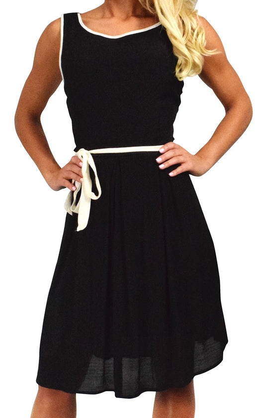 Wholesale Bulk Lot: Holiday Skater Dress Criss Cross Back Tie Belt XL Black