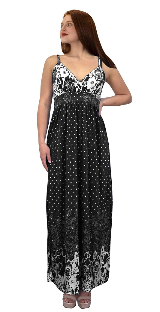 Wholesale Lot: Spaghetti Strap Paisley Vintage Maxi Cocktail Dress, Black, Small