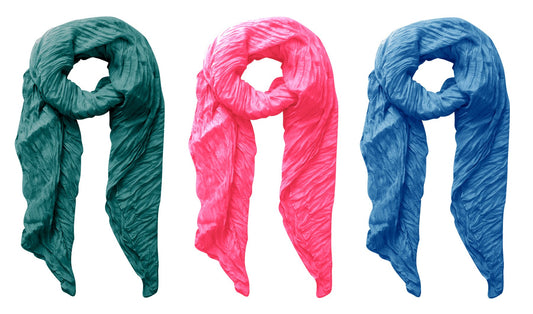 Wholesale Bulk Lot: Soft Crinkled Lightweight Cotton Scarf Shawl Wrap for Resellers (Multi-Color)