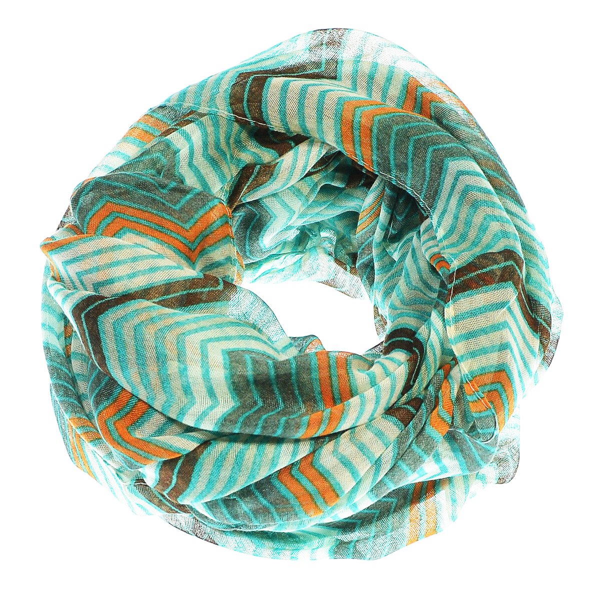Wholesale Bulk Lot: Teal/Brown Chevron Geometric Infinity Loop Scarf Reseller Pack