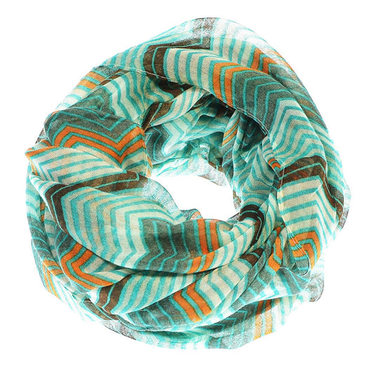 Wholesale Bulk Lot: Teal/Brown Chevron Geometric Infinity Loop Scarf Reseller Pack