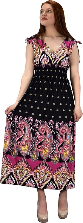 Wholesale Bulk Lot: Exotic Floral Bohemian Tahiti Sleeveless Maxi Dress Black L