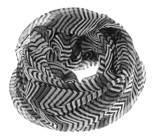 Wholesale Bulk Lot: Modern Chevron Geometric Multicolored Infinity Loop Scarf Grey White Reseller