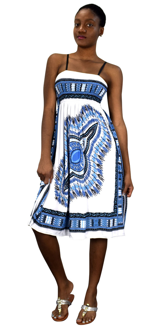 Wholesale Bulk Lot: Juniors Smocked Midi Dress White Dashiki Size Medium/Large