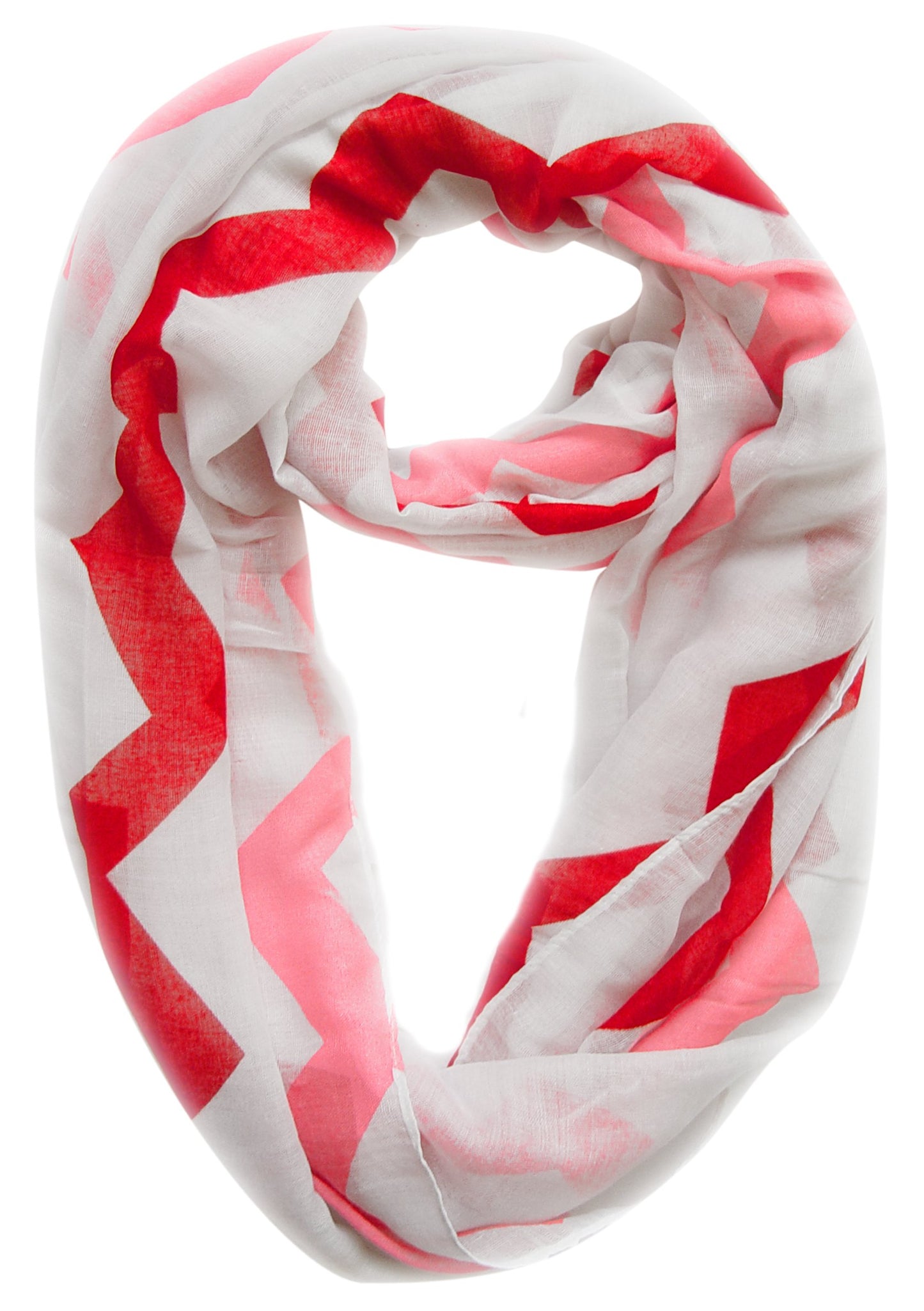 Wholesale Bulk Lot: Pink Red Modern Chevron Geometric Infinity Loop Scarf Reseller Pack