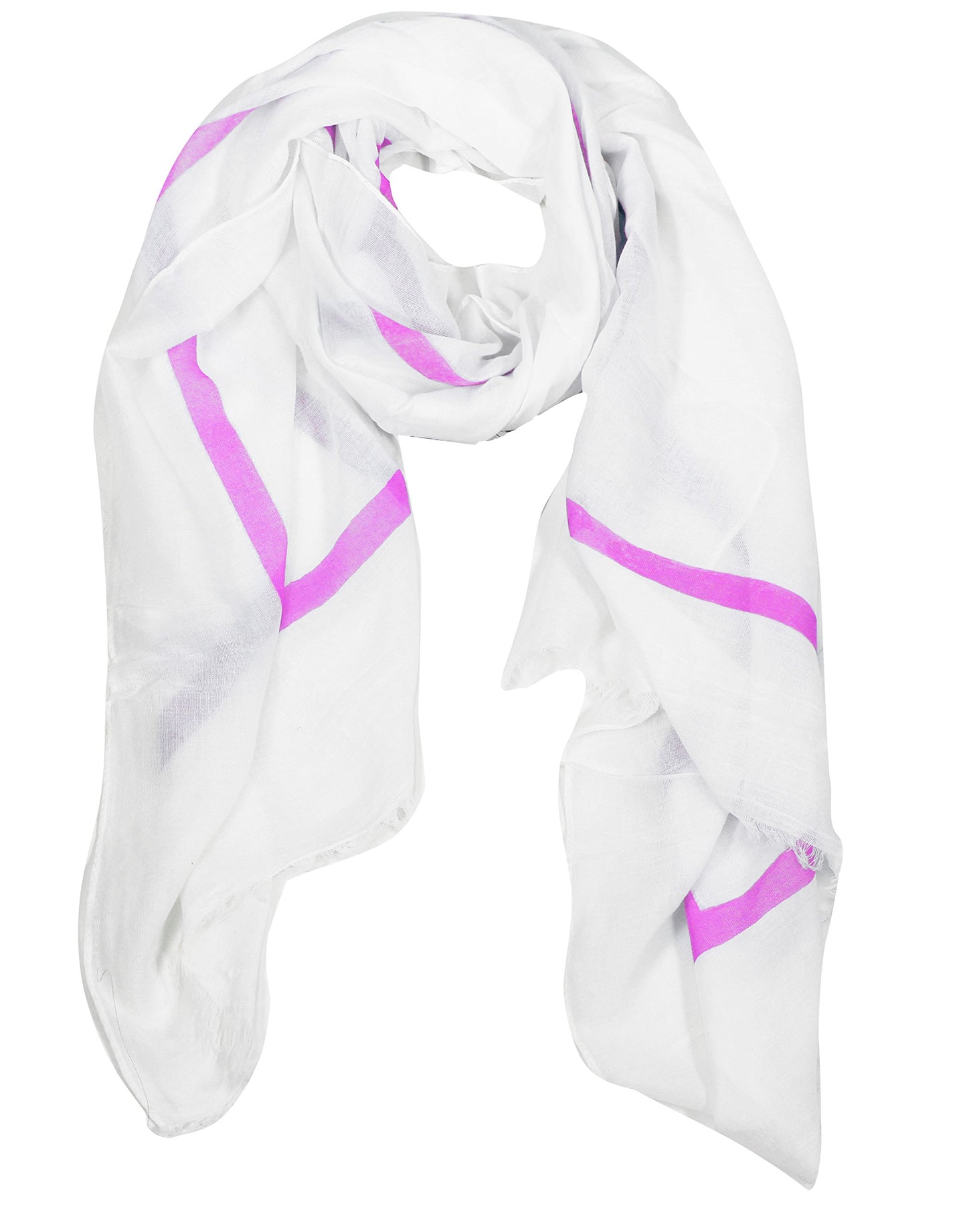 Wholesale Bulk Lot: Vintage Soft Cotton Block Stripe Shawl Wrap Scarf Fuchsia for Resellers