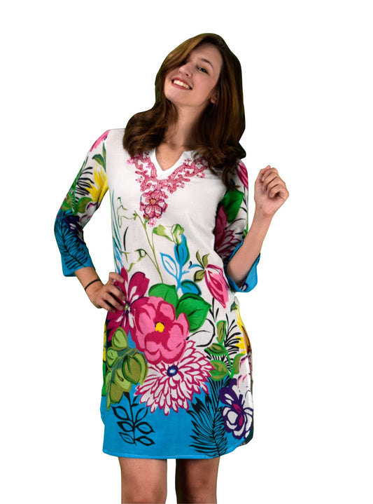 Wholesale Lot: 100% Cotton Bohemian Floral Summer Tunic Beach Cover Ups Reseller