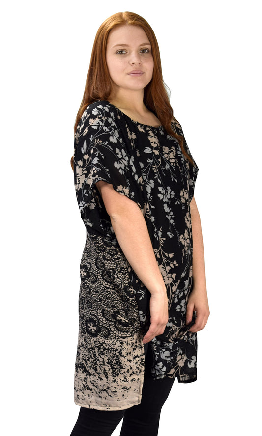 Wholesale Bulk Lot: Vintage Floral Print Summer Poncho Cardigan Black Pink
