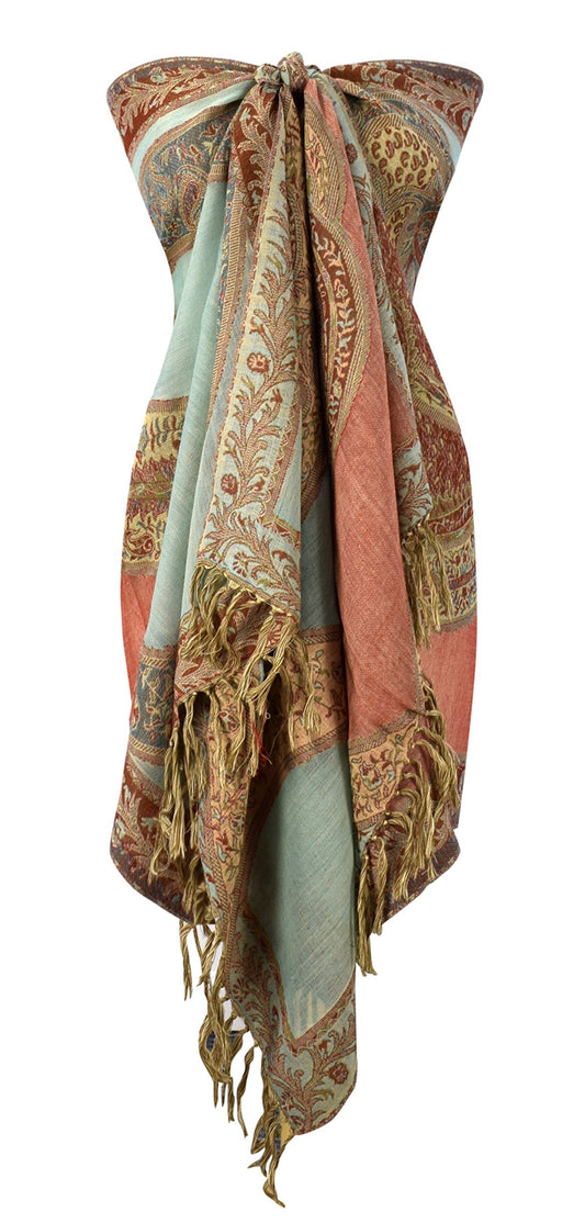 Wholesale Bulk Lot Sheer Paisley Damask Pashmina Shawl Scarf Red Teal for Resellers