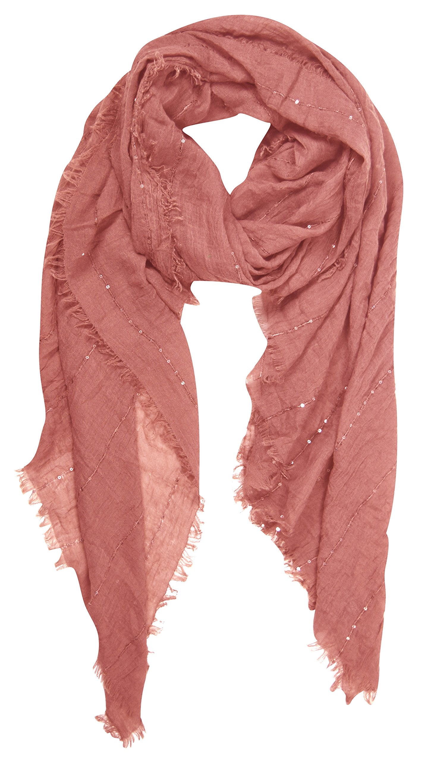 Wholesale Bulk Lot: Pink Sparkle Sequin Bohemian Sheer Woven Knit Fringe Scarf for Resellers