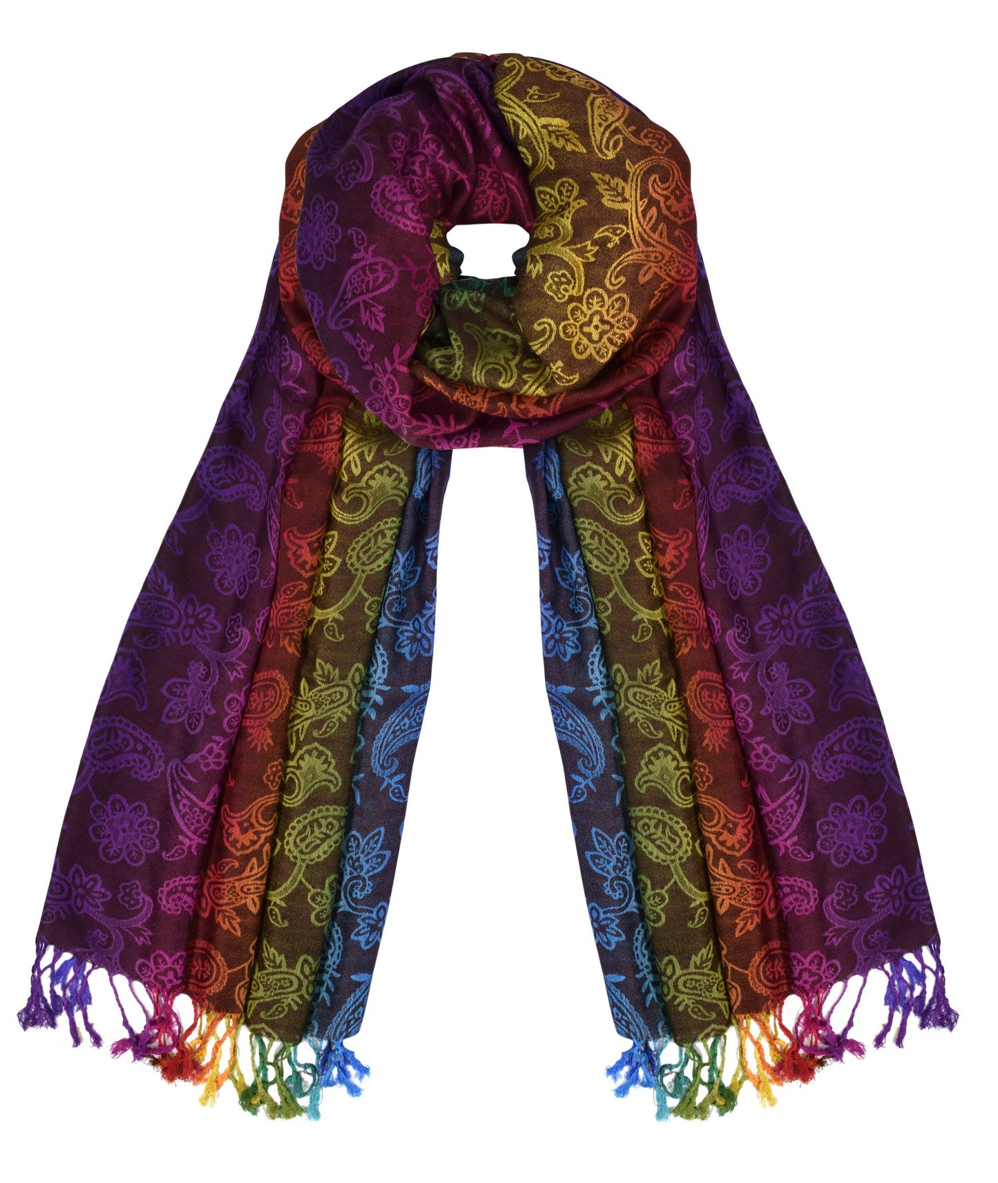 Wholesale Bulk Lot Rainbow Silky Tropical Pashmina Shawl Scarf Paisley Chocolate for Resellers