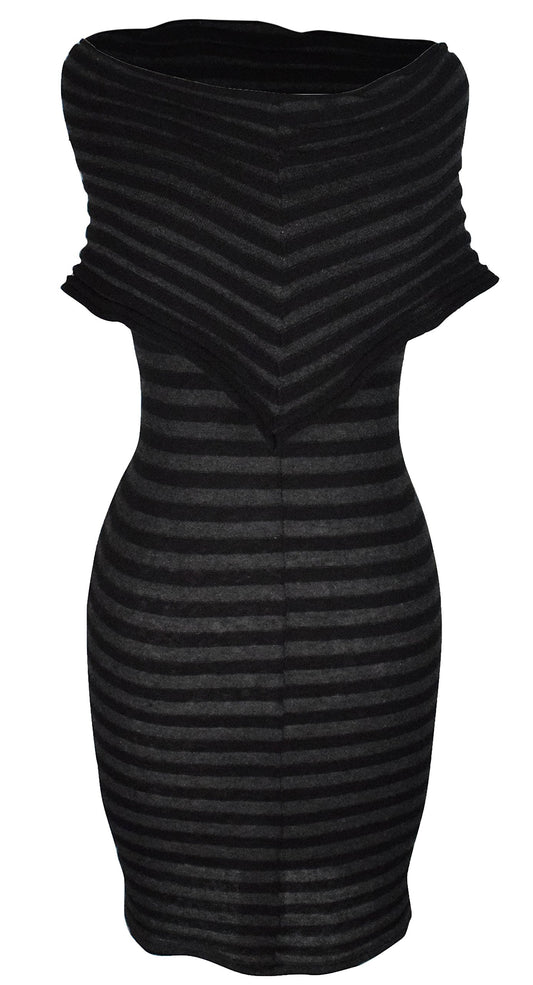 Wholesale Bulk Lot: Sexy Striped Cap Sleeve Cowl Neck Mini Black Dress Medium